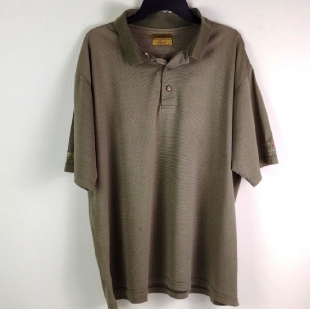 Gold Tri Mountain 60's 2 Ply DBL Mercerized-Cotton Polo Pinstripe Shirt 2XL - Picture 14 of 14